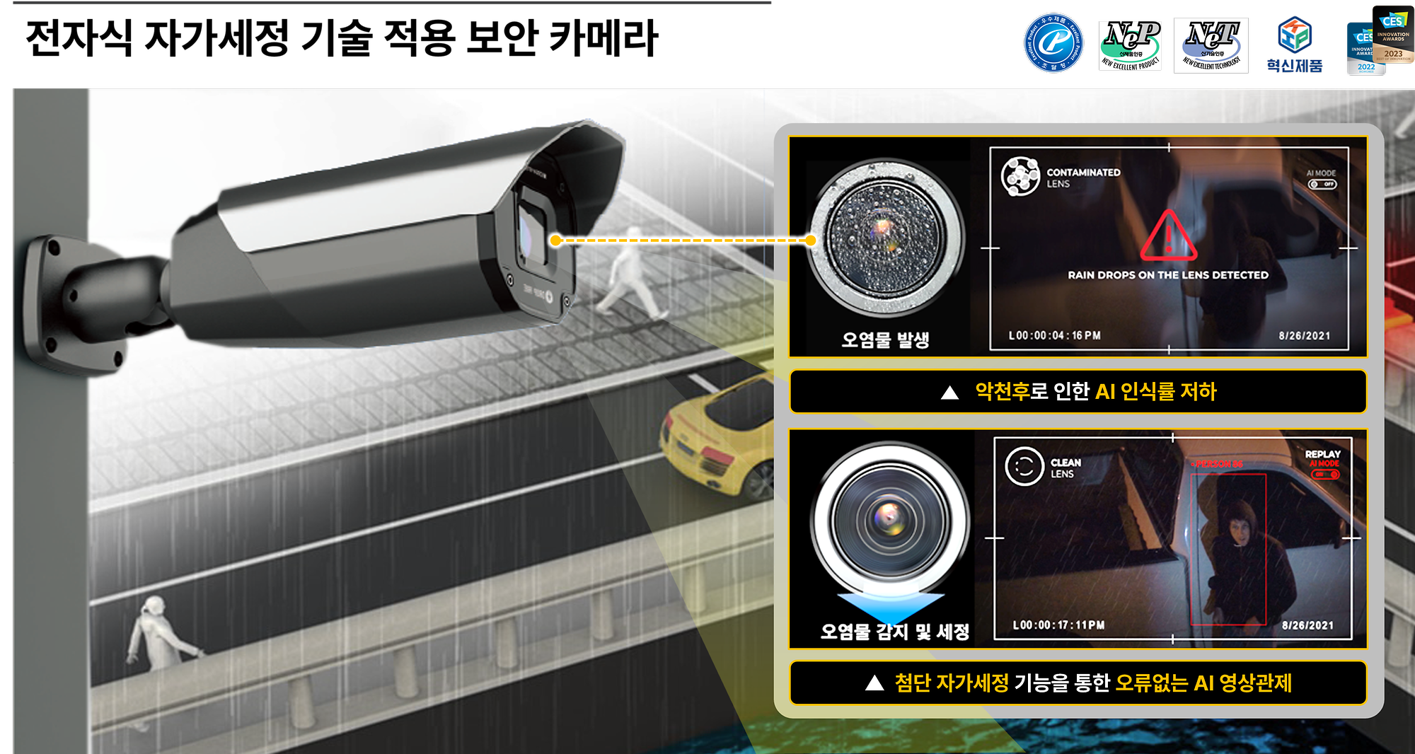 전자식 자가세정 기술 적용 보안 카메라