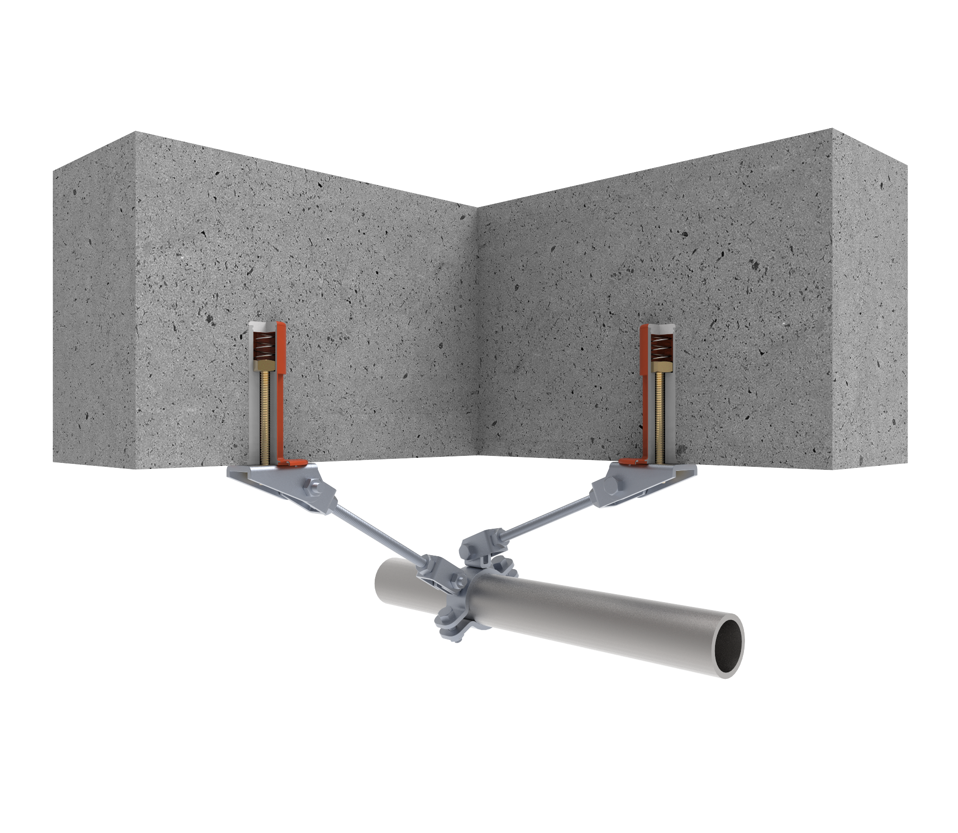 수직·수평배관 4방향 흔들림 방지 버팀대에 의한 배관지지 기술