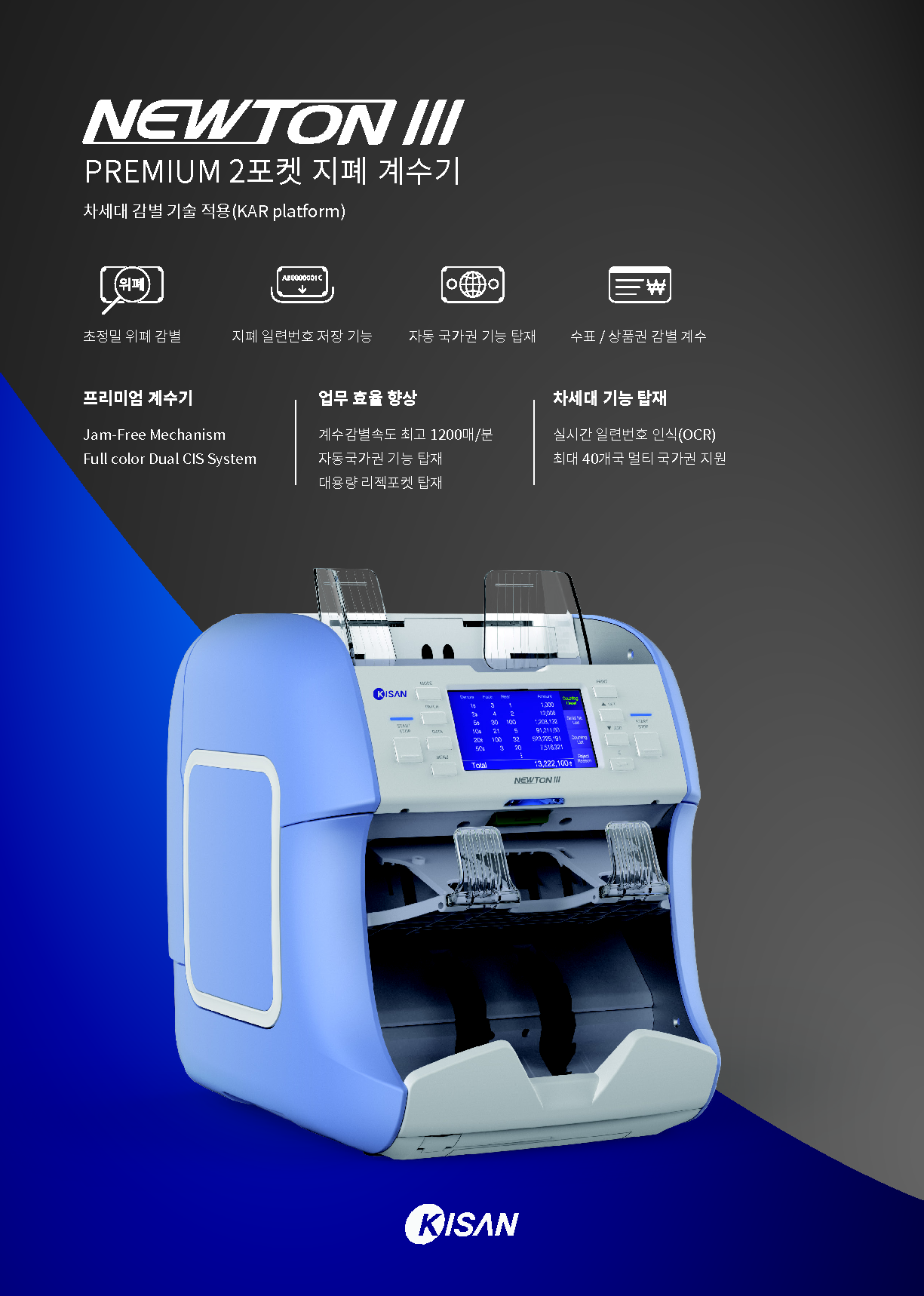 다종의 금융 자동화 솔루션 장비들에 내장되는  초고속 고신뢰성 지폐 판별 플랫폼 기술