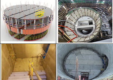 수직터널 구조물 및 그 시공방법(TSP공법 : 슬립폼 & 계단 + 슬래브 프리캐스트 세그먼트조립)