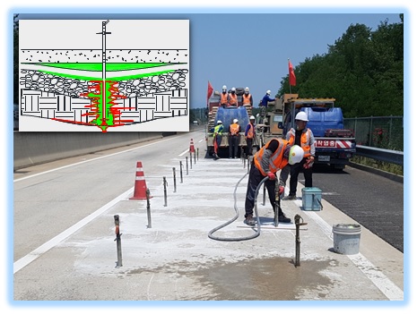 C.G.J 공법(콘크리트포장 지반보강(인상) 주입공법) 